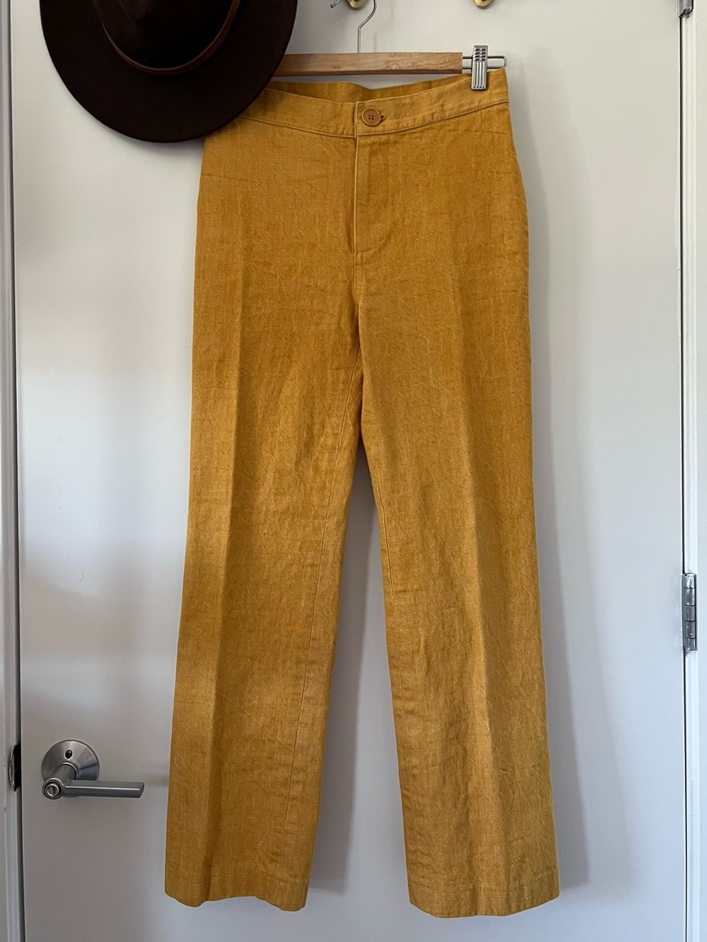 Handmade Vintage Ochre Straight Leg Pants
